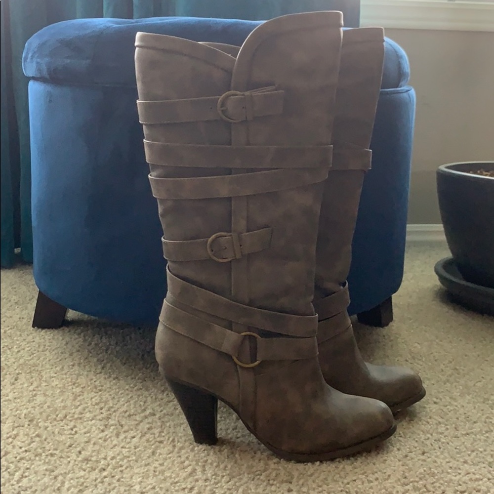 JustFab heeled boots with straps
